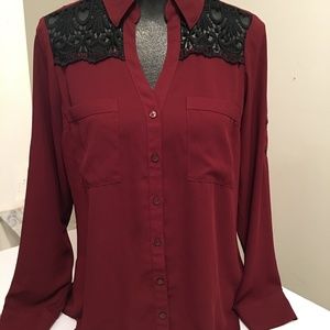Express Blouse Lace shoulders Size M